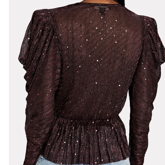 NWT SABINA MUSAYEV Bruno Sequined Lurex Peplum Top - Picture 4 of 13